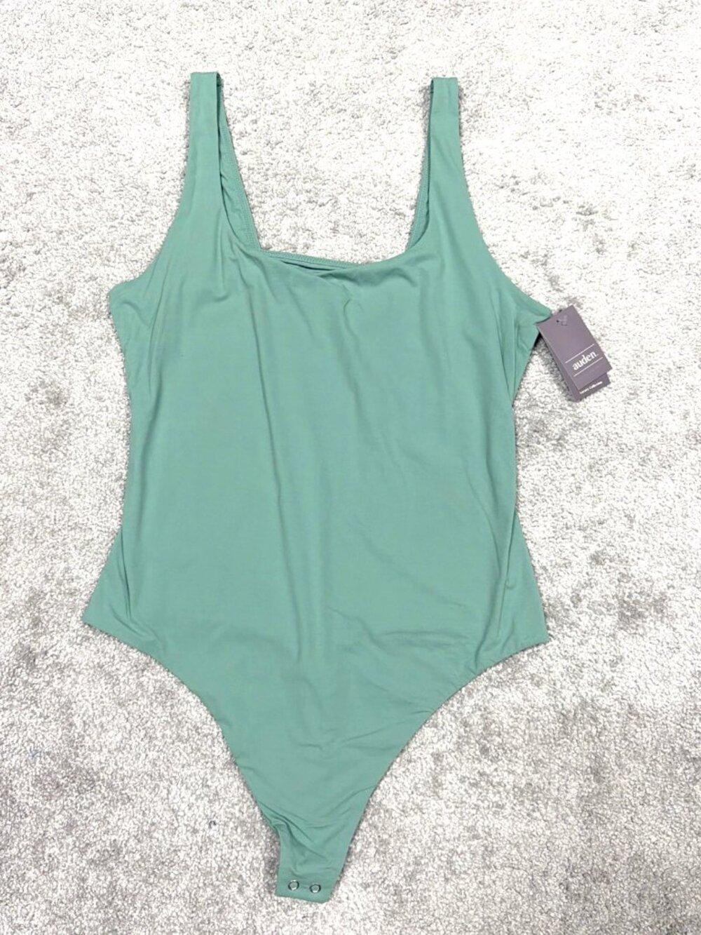 Auden Women’s 4-Way Stretch Thong Tank Bodysuit Size XL 1X Fully Lined Green